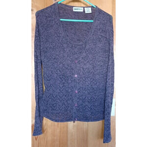 KNITMIXX Women's Medium Cardigan Sweater Open Knit over a lining Y2K Office Fall